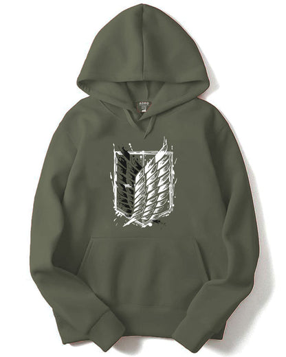 ADRO Men's Cotton Neck Hooded Sweatshirt (H22-1-WINN-OL_Olive)