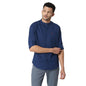 Thomas Scott Mens Solid Slim Fit 100% Cotton Casual Shirt with Mandarin Collar and Full Sleeve Dark Blue