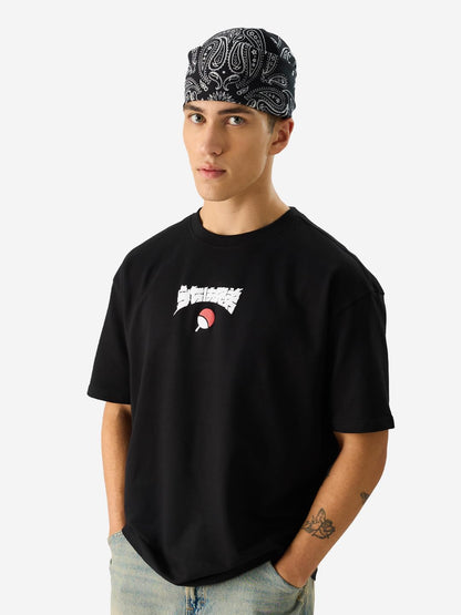 The Souled Store Official Naruto Uchiha Brothers Black Anime Graphic Printed Cotton Oversized T-Shirts for Men and Boys - Embrac