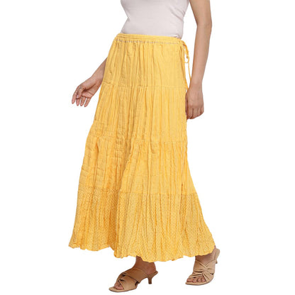 Fabindia Cotton Printed Long Skirt Yellow