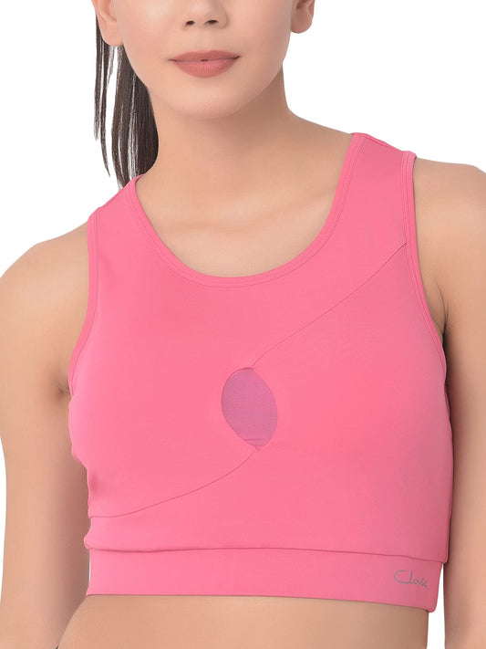 Clovia WomenS Medium Impact Padded Racerback Sports Bra With Removable Cups (Br2263P22_Pink_Xxl)