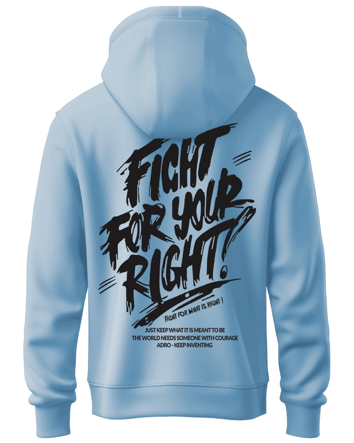 ADRO Mens Fight for Your Right Backside Printed Hoodies in Premium Cotton Fleece 340 GSM (H23-M-FGT-SK)
