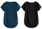 Fabricorn Combo Of Plain Airforce Blue V-Neck And Black Round Neck Up And Down Cotton Tshirt For Women (Airforce Blue And Black,