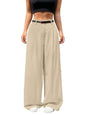 Shasmi Womens Skin Pleated High Waist Wide Leg Pants  Elegant Loose Fit Black Trousers with Pockets, Casual & Office Wear Straig