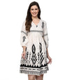 Stylum Womens Womens Off White Printed Rayon Flared Dress