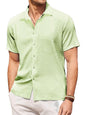 Pinkmint Mens Popcorn Shirt Comfortable Short Sleeve Shirts Casual Textured Shirt (Pack of 1) Mint Green