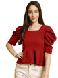 Tee Projekt Womens Casual Trendy Top with Stylish Short Puff Sleeves ll Soft & Stylish Womens Tee