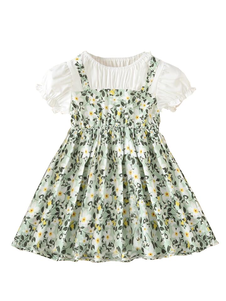 TAGAS Baby Girls Rayon A-Line Knee-Length Dress | Girls Dress Green