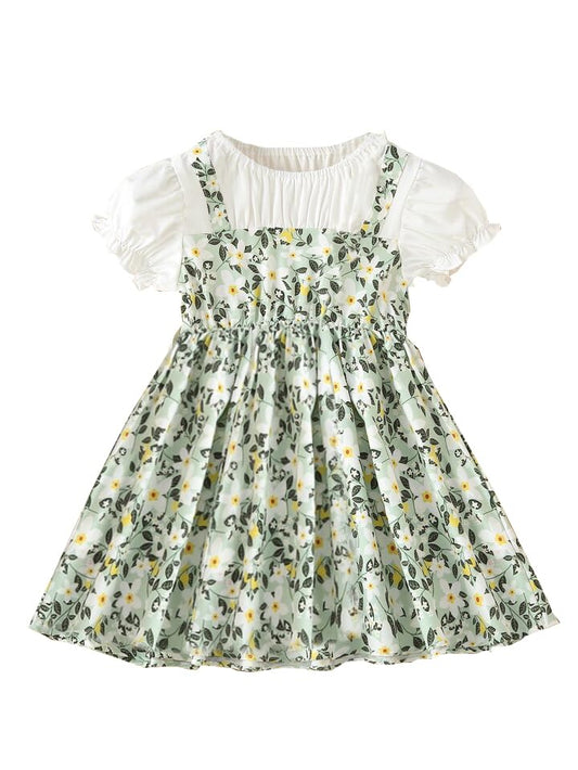 TAGAS Baby Girls Rayon A-Line Knee-Length Dress | Girls Dress Green