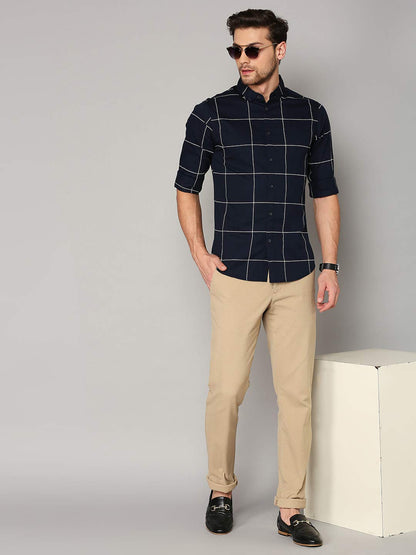 Dennis Lingo MenS Cotton Checkered Button Down Slim Fit Casual Shirt
