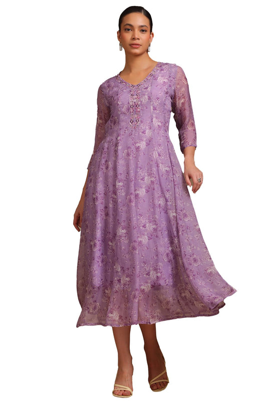 Soch Womens Organza Midi Dress (CWS5KU61342_Purple
