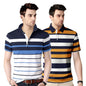 Noble Monk MenS Regular Fit Polo Neck T-Shirt | Half Sleeve | Stripe On Chest | Collared Neck Tshirt For Men