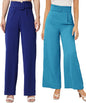 Kotty Pack Of 2 Women Flared Fit Multicolor Viscose Rayon Trousers