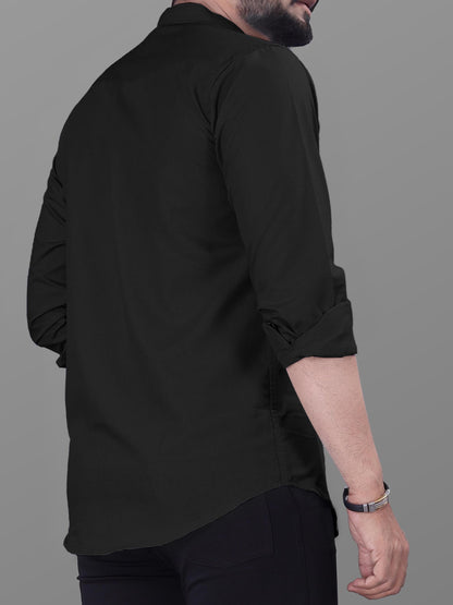 Noble Monk MenS Regular Fit Formal Shirt |Full Sleeve MenS Shirt Black