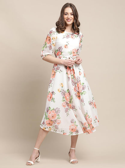 Tee Projekt Women White Rose Garden Maxi Dress