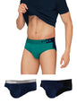 XYXX Mens Underwear Dualist IntelliSoft Antimicrobial Micro Modal Brief Pack of 3 (Navigate & Black Iris ; Black Iris & Black ;