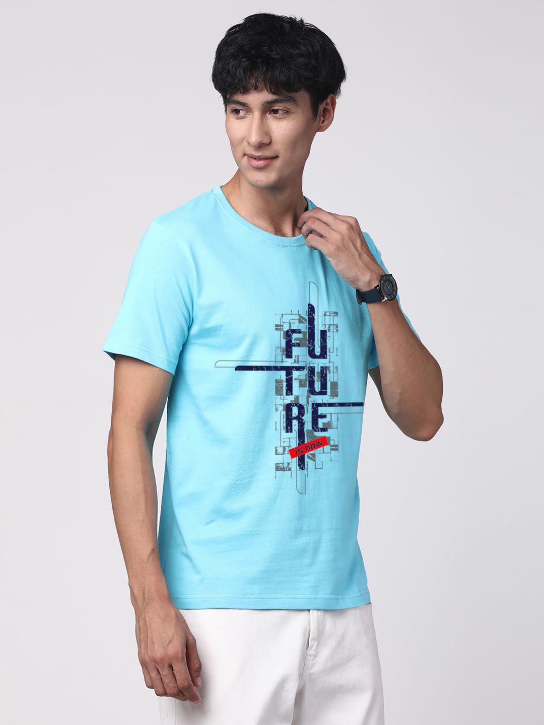 ADRO Men's Graphic Printed 100% Cotton T-Shirt - Regular Fit, Printed T-Shirts for Men (RN24-FTR-MI_Mint)