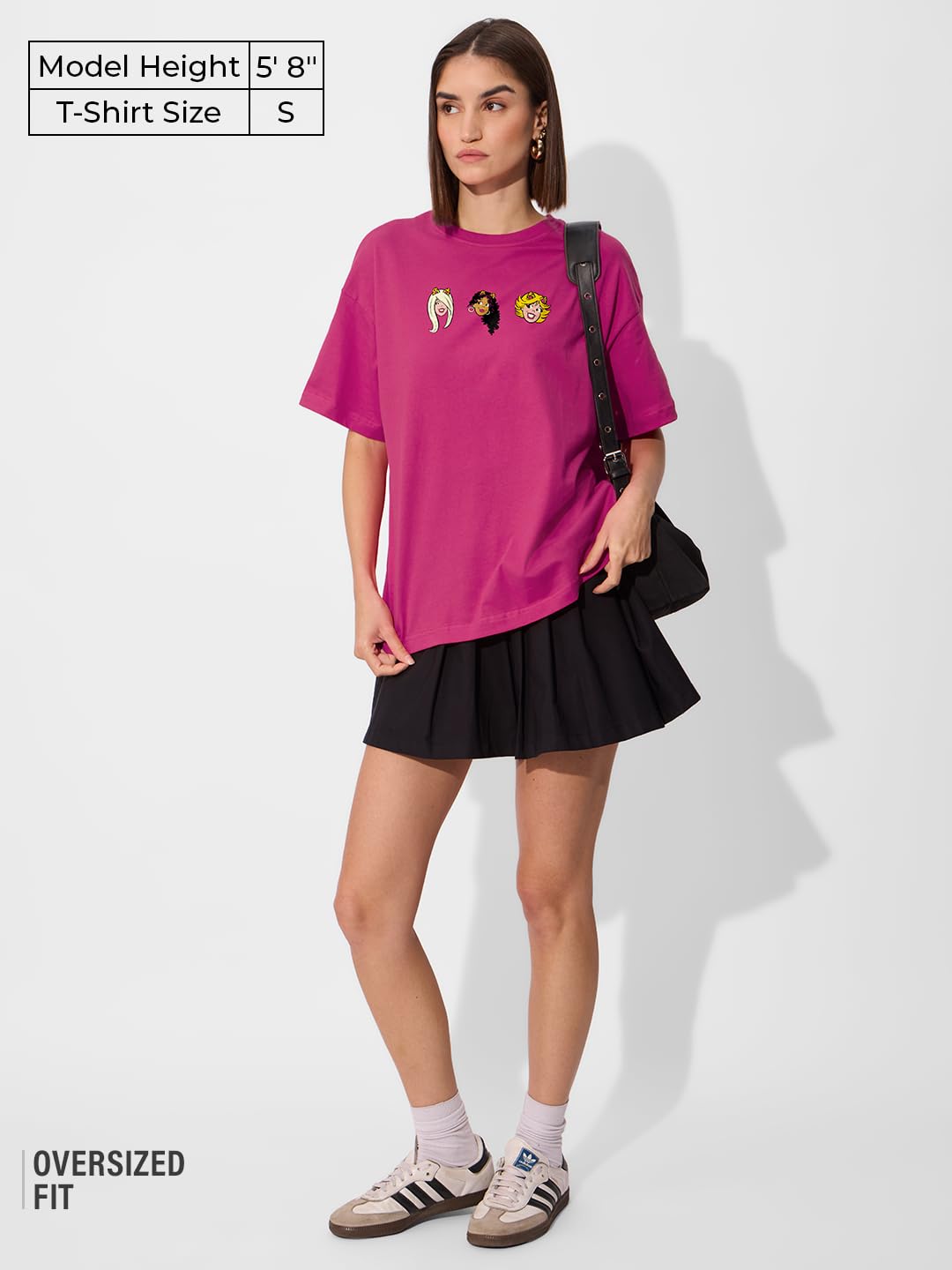 The Souled Store Official Archie: Josie Band Womens and Girls Oversized fit Graphic Printed Half Cotton Pink Color Women Oversiz