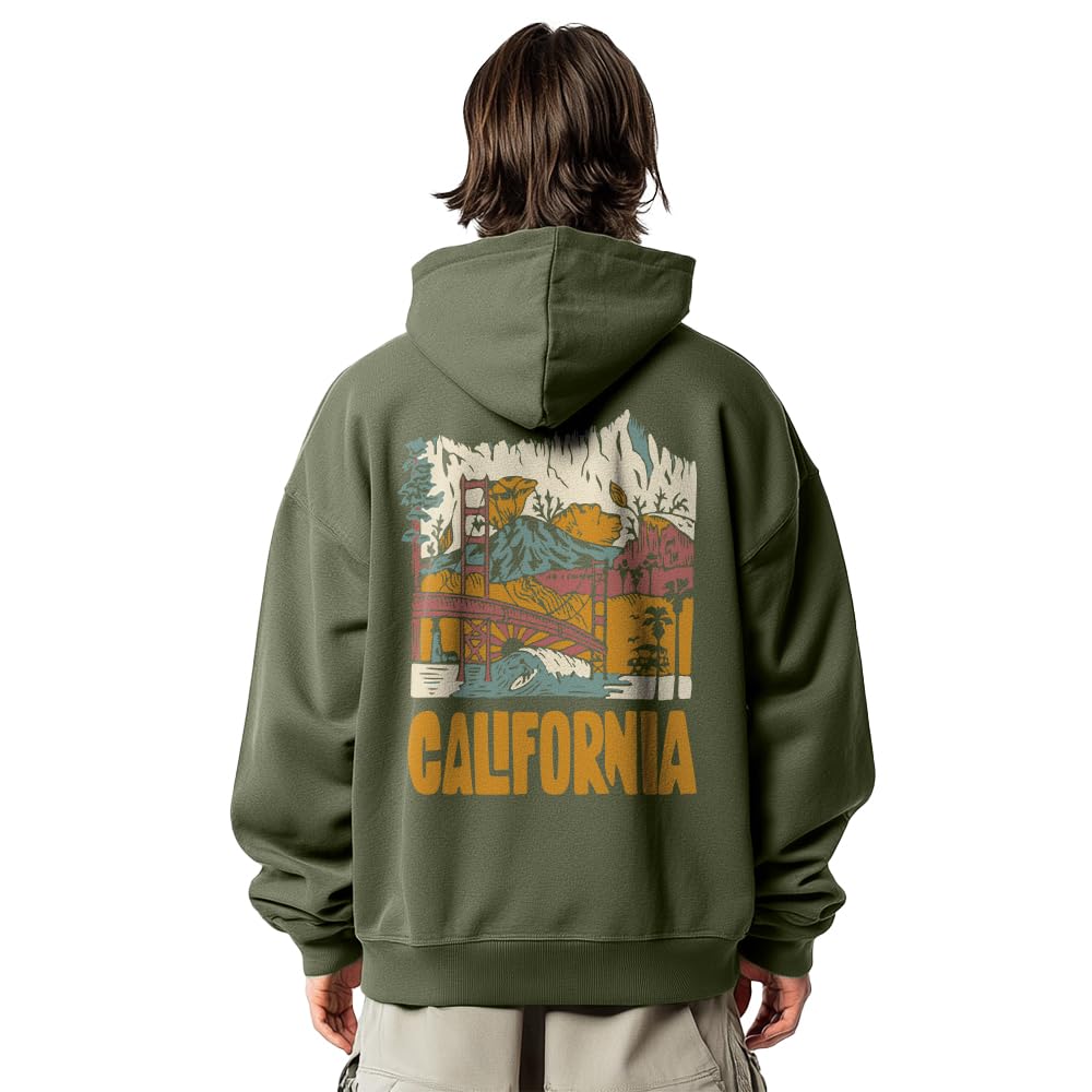 Nobero MenS Oversized Fit Cotton Neck Hooded Sweatshirt (1M-Twrh-C0737_Olive Green_3Xl)