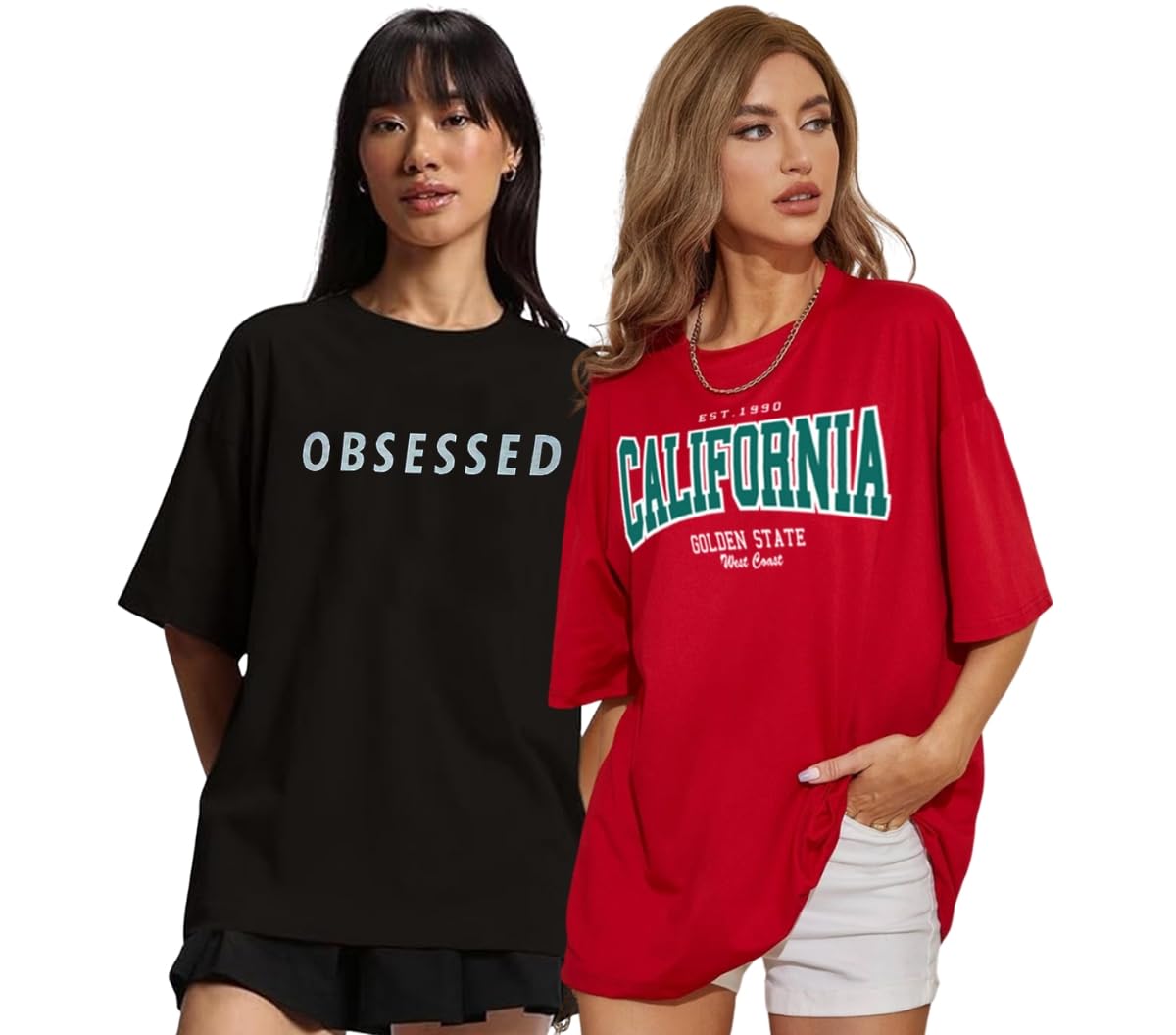 Juneberry Pure 100% Cotton Oversized Loose Baggy Fit Drop Shoulder Latest Aesthetic & Cool Graphic Prinred Half Sleeve T-Shirts