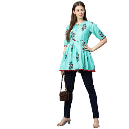 ANNI DESIGNER Womens Cotton Regular Top (TP-COT-10160-GREEN_S_Blue_Small)