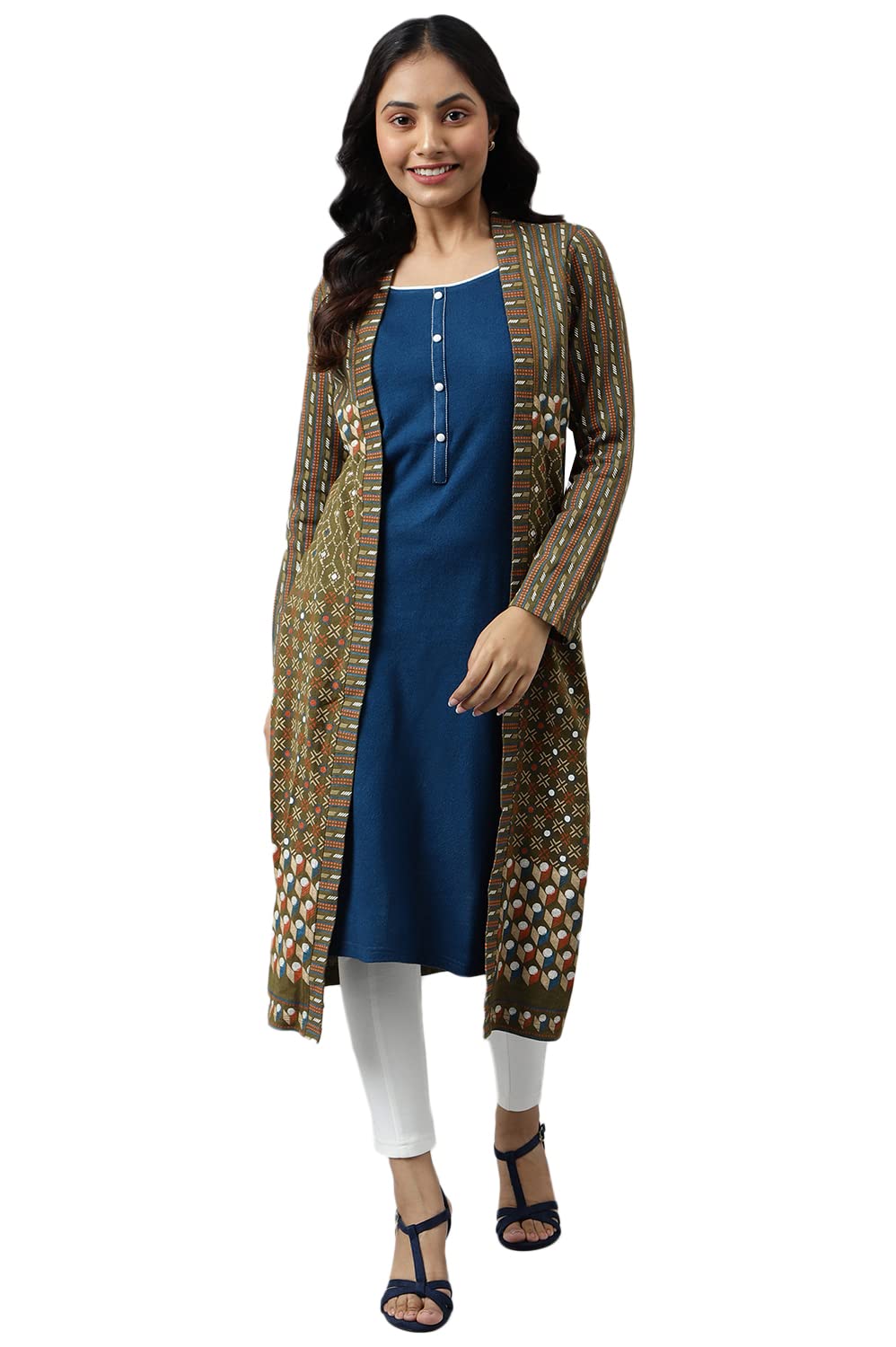 Aurelia Women'S Acrylic Regular Kurta (22Noa13726-505827_Green