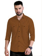 Rebelify MenS Double Pocket Shirt  Classic Casual Cotton Blend With Adjustable Cuffs Brown