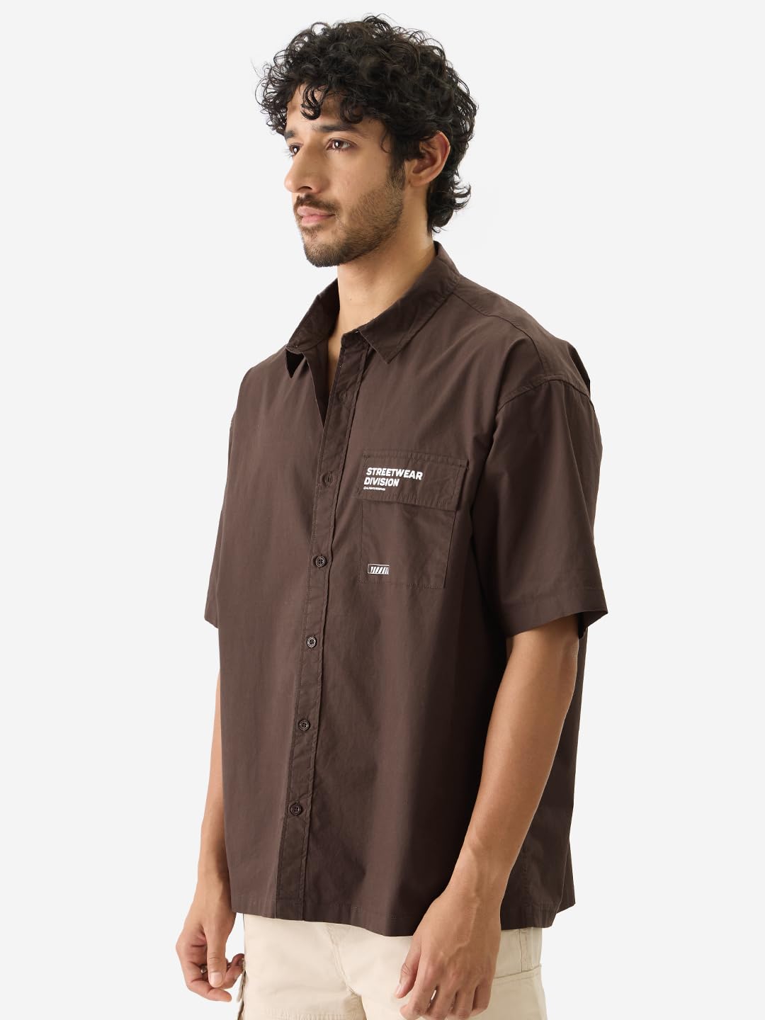 The Souled Store Street Division Cotton Short Sleeve Collared Neck Button Down Oversized Fit Shirts for Men and Boys - Perfect f