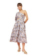 Oomph! WomenS Western & Fusion Wear Printed Crepe Dress For Women, One Shoulder, Brown - Md1070