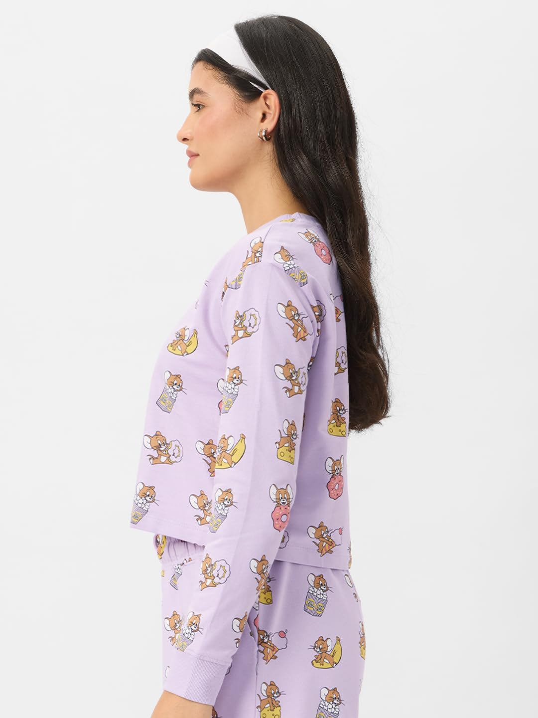 The Souled Store Official Tom and Jerry : Jerry Wants A Snack Short Sleeve Round Neck Slim Fit Cropped Tops for Women and Girls