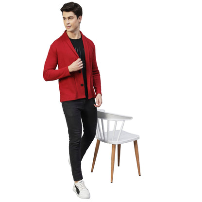Rigo Waffle Knit Shrug for Men | Full Sleeve, Shawl Collar Cardigan for Men | Best for Casual Wear, Fashion Wear Cardigan Maroon