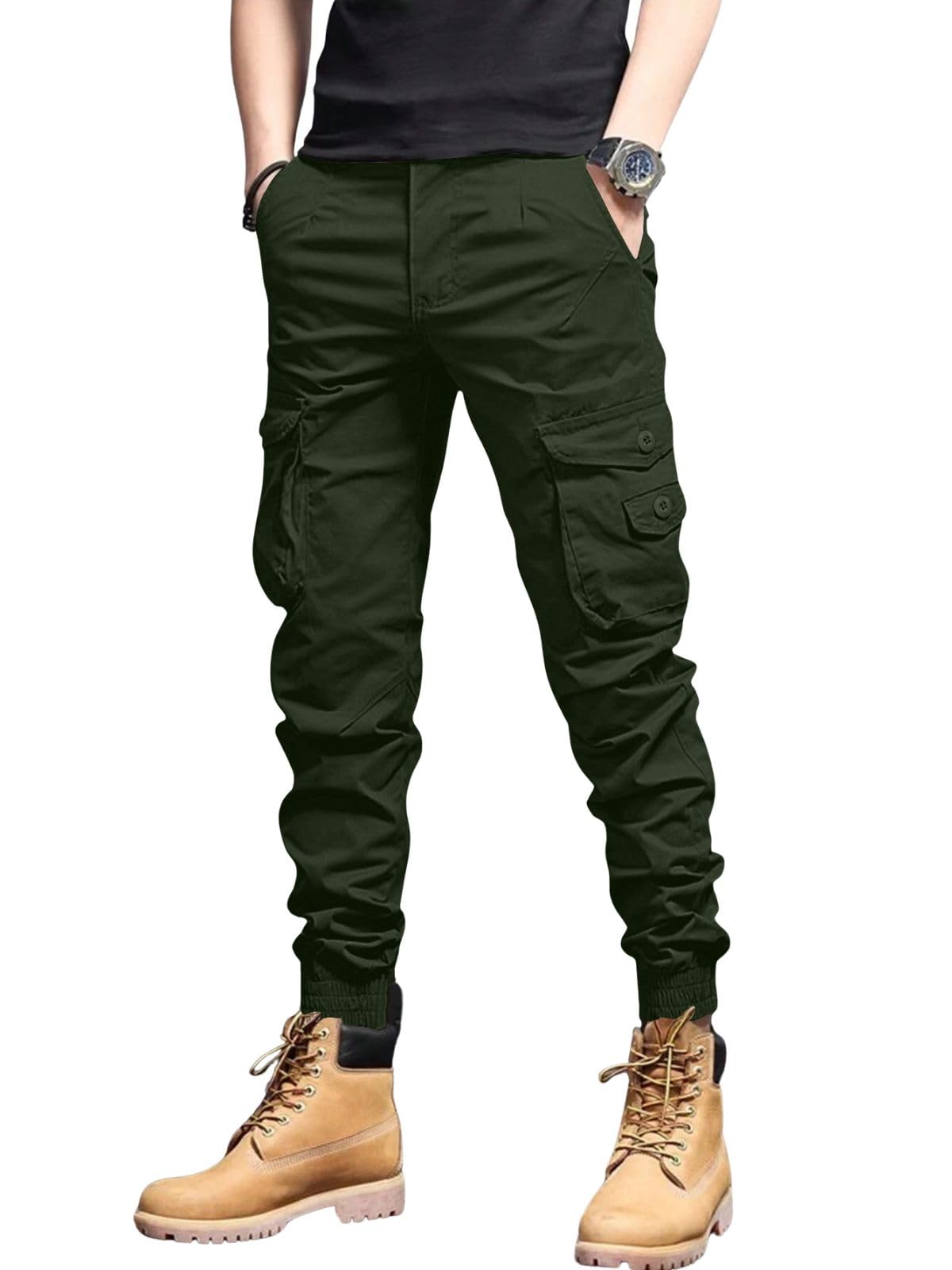 Leriya Fashion MenS Cargo Pants With Pockets | Cotton Joggers For Men | 6 Pocket Jeans Pant | Casual Trousers For Men (Lf-Tp-11