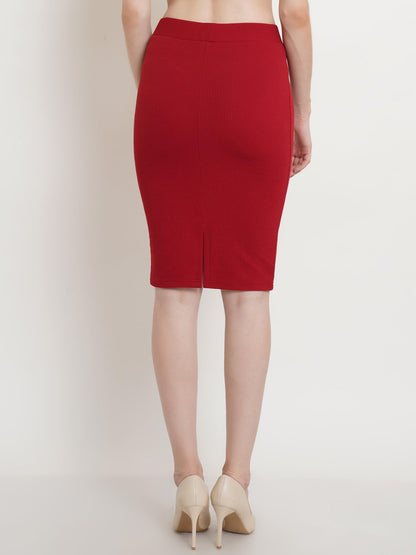POPWINGS Casual Solid Back Slit Pencil Skirt for Women || Knee-Length Pencil Skirt for Women || Latest Stylish Formal Skirt for