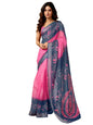 Satrani WomenS Linen Zari Border Printed Ready To Wear One Minute Pre Pleated Readymade Saree With Unstitched Blouse Piece (34R