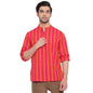 Fabindia Relaxed Fit Men Cotton Striped Mid Placket Shirt (101093901_Pink