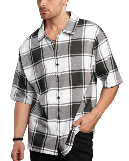 Nobel Monk MenS Checkered Casual Shirt |Half Sleeve | Loose Fit |Stylish Shirt For Men Maroon