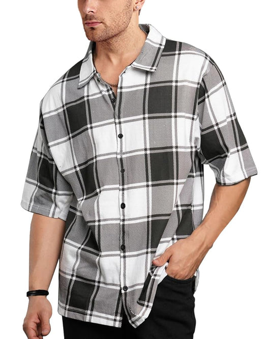 Nobel Monk MenS Checkered Casual Shirt |Half Sleeve | Loose Fit |Stylish Shirt For Men Maroon