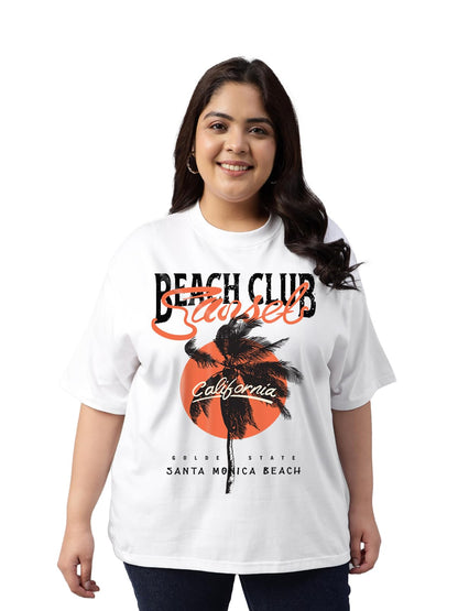 Juneberry 100% Pure Cotton Oversized Fit Latest & Trendy All Over Prints Half Sleeve Plus Size T-Shirt For Women & Girls (Ps_Jbb