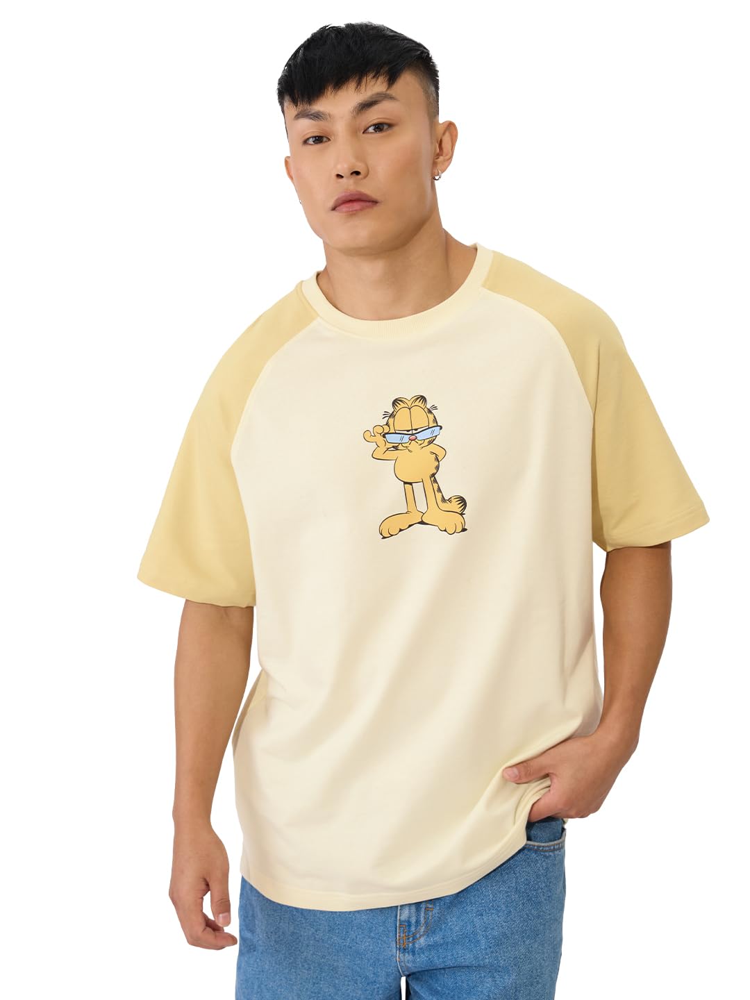 The Souled Store Garfield Napmaster Oversized T-Shirt for Men Boys Cotton Casual Half Sleeves Baggy Loose Fit Drop Shoulder Roun
