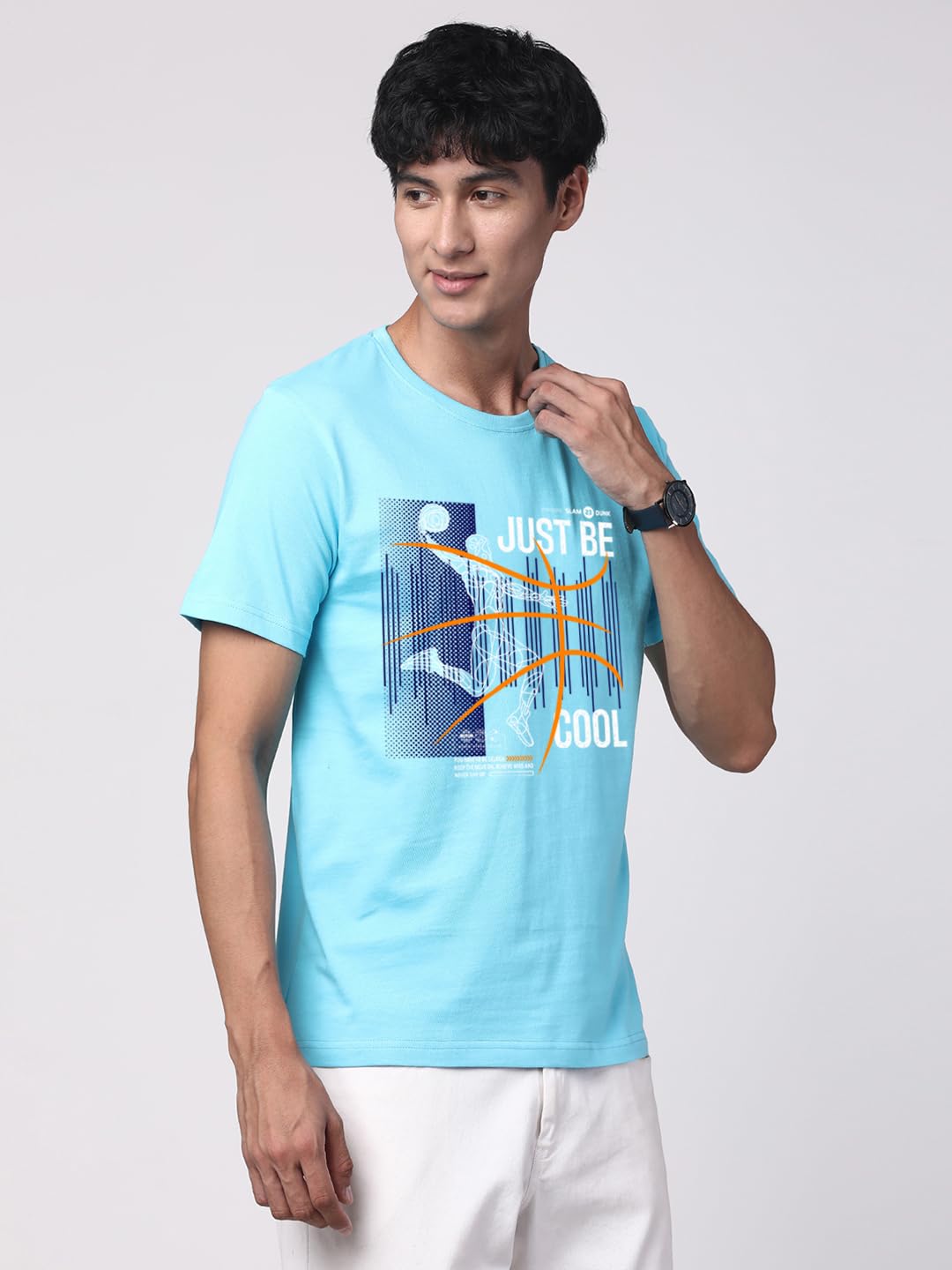 ADRO Men's Graphic Printed 100% Cotton T-Shirt - Regular Fit, Printed T-Shirts for Men (RN24-BCL-MI_Mint)