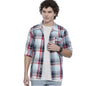 The Indian Garage Co Men Blue Checkered Regular Fit Cotton Casual Over Shirt
