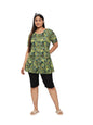 Aarika Womens Sports Wear Green Colour Nylon Leaf Print Swim Suit (S-4XL)