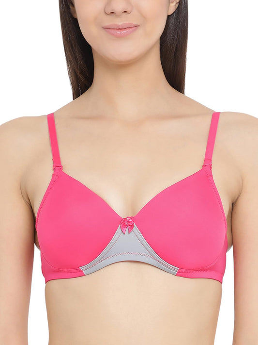Clovia Womens Polyamide Solid Padded Full Cup Wire Free T-Shirt Bra (BR1587P14_Dark Pink_34E)