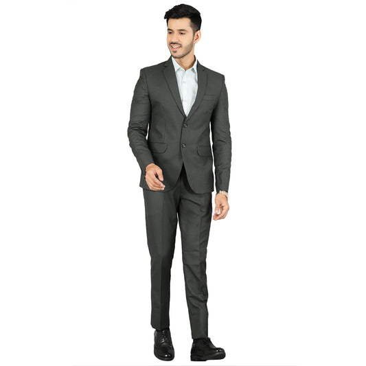 WINTAGE Mens Polyester Cotton Plain Green Two Piece Suit : 42/ L