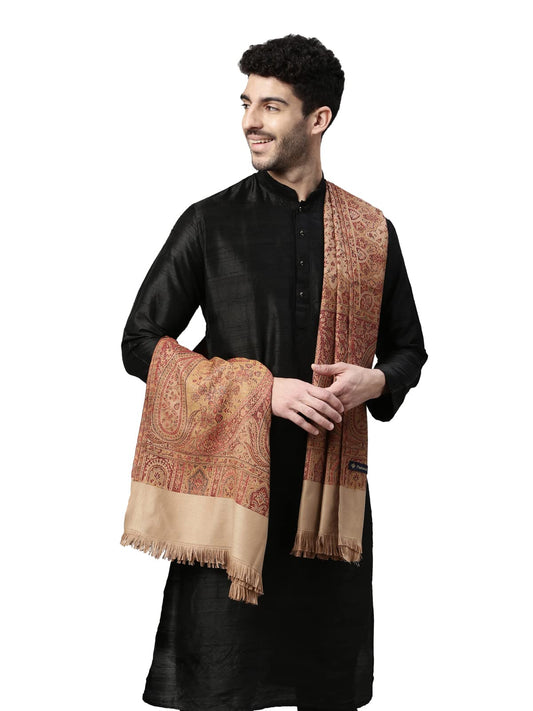 Pashmoda Men Zarif-E-Kashmir Woven Design Shawl (Size: 101X203 Cm, Brown Color)