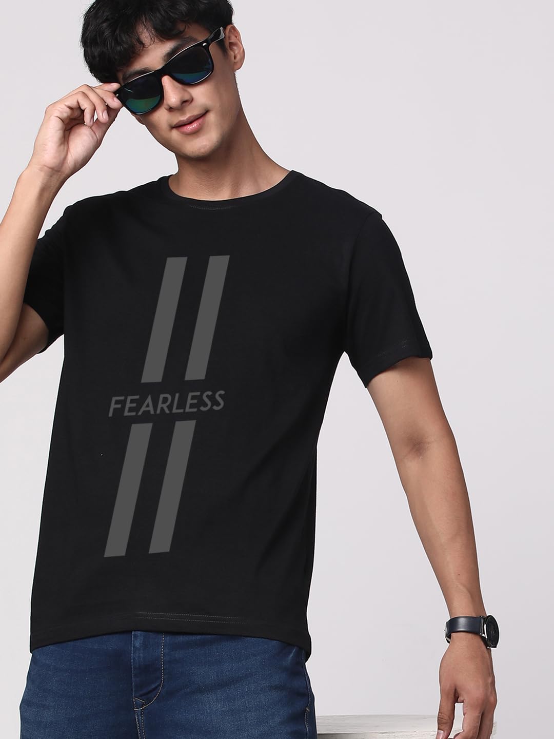 ADRO Mens Fearless Printed Cotton T-Shirt_RN24-L2-FRLS-BL