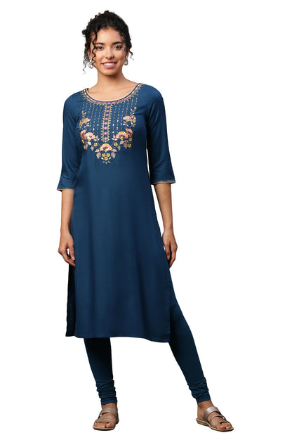 Aurelia WomenS Solid Zari Embriodery Straight Kurta | Lightweight Round Neck Kurta For Women | Solid Kurta For Women | Beautiful