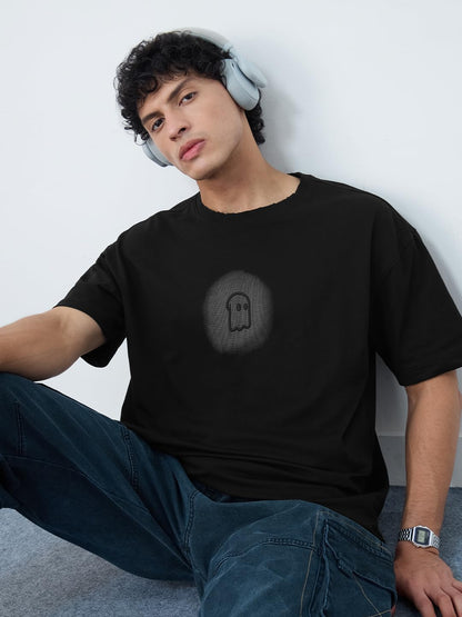 The Souled Store Grunge T-Shirt: Dark Soul Men and Boys Short Sleeves Round Neck Black Embroidered Lightweight Comfortable All-S