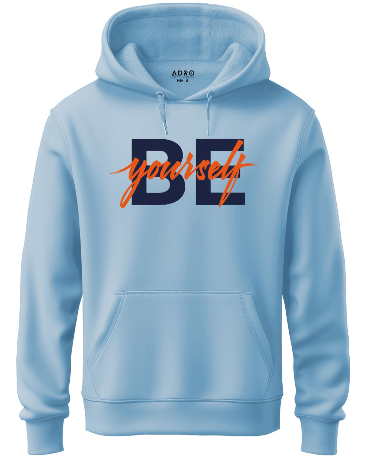 ADRO Men's Cotton Neck Hooded Sweatshirt (H20-M-BYO-SK_SkyBlue)