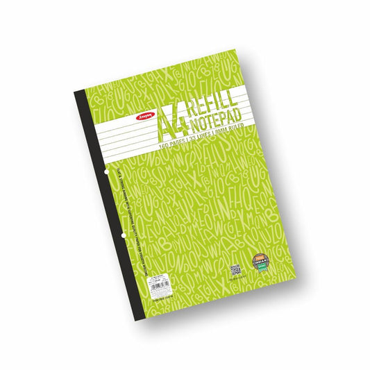 Anupam Refill Writing Notepad A4 Lined Paper Wide Ruled 80 Sheets Notepad, One Side Glue Bound, 2 Hole Punched Notebook with Str